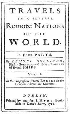 Title page of the 1726 Dublin edition of Gulliver’s Travels