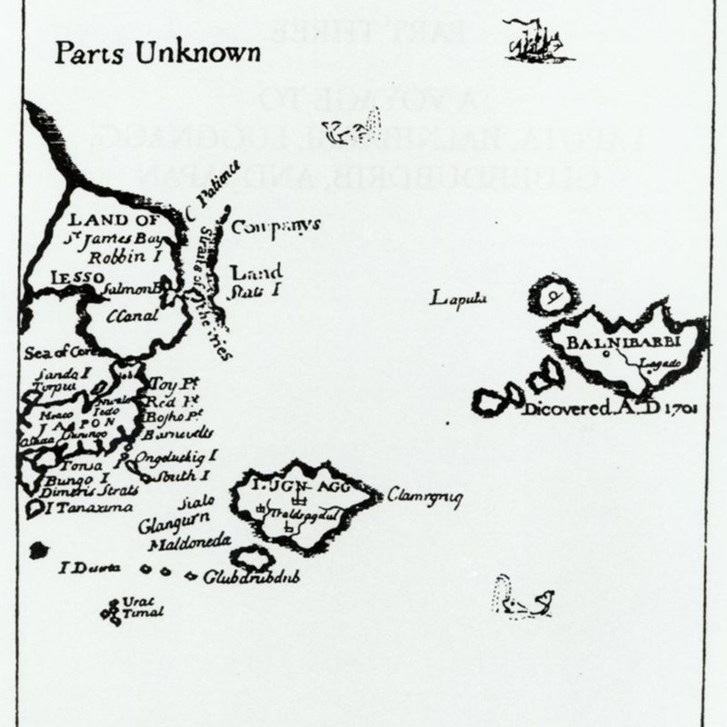 Map of Laputa from first edition of Gulliver’s Travels.