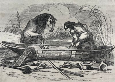 Gulliver building his boat, by Francis Waller.