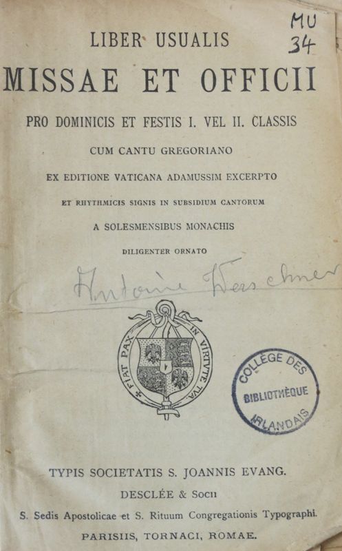 Liber usualis missae et officii…