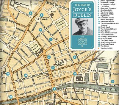 1904 map of James Joyce’s Dublin, by the James Joyce Centre