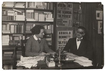 James Joyce with Sylvia Beach at Shakespeare and Company 1922