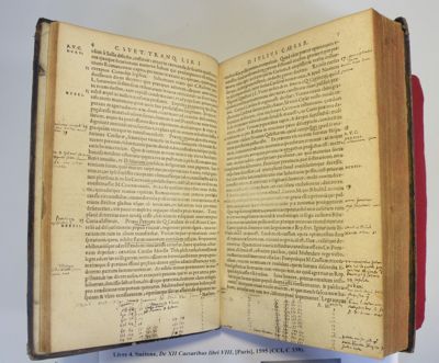 The reader has added precise notes to this copy of The Twelve Caesars