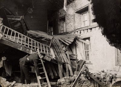 Destroyed RIC barracks at Ballytrain, County Antrim, captured and sacked by the IRA on 14 February 1920