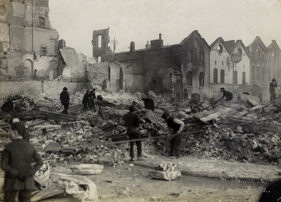 The burning of Cork: two of the main streets in the business district after the fire, 13 December 1920