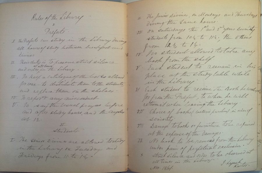 Rules of the library, Archives of the Centre Culturel Irlandais
