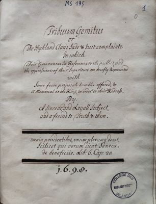 Manuscript added in a printed collection of texts