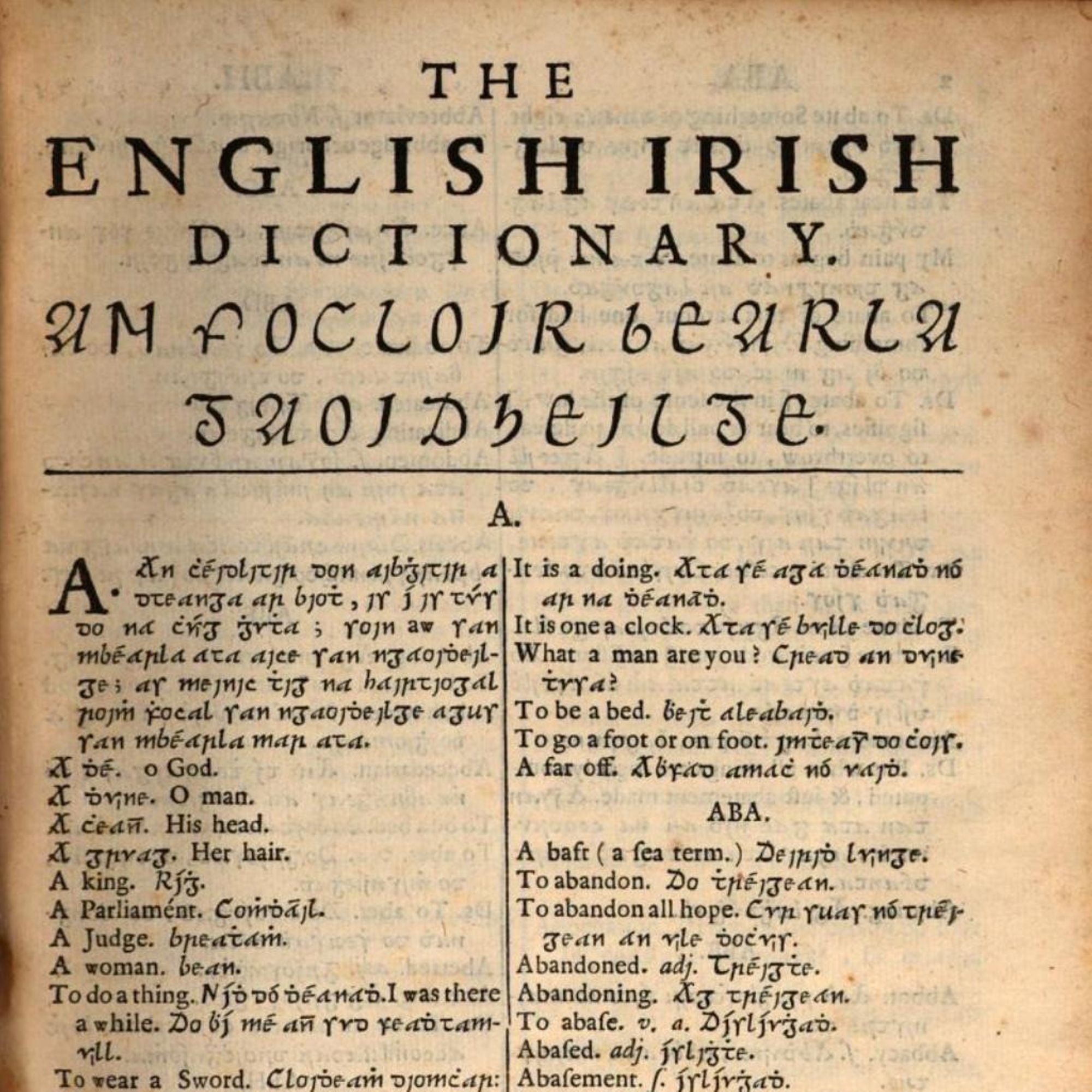 Paris and the world's first English-Irish dictionary