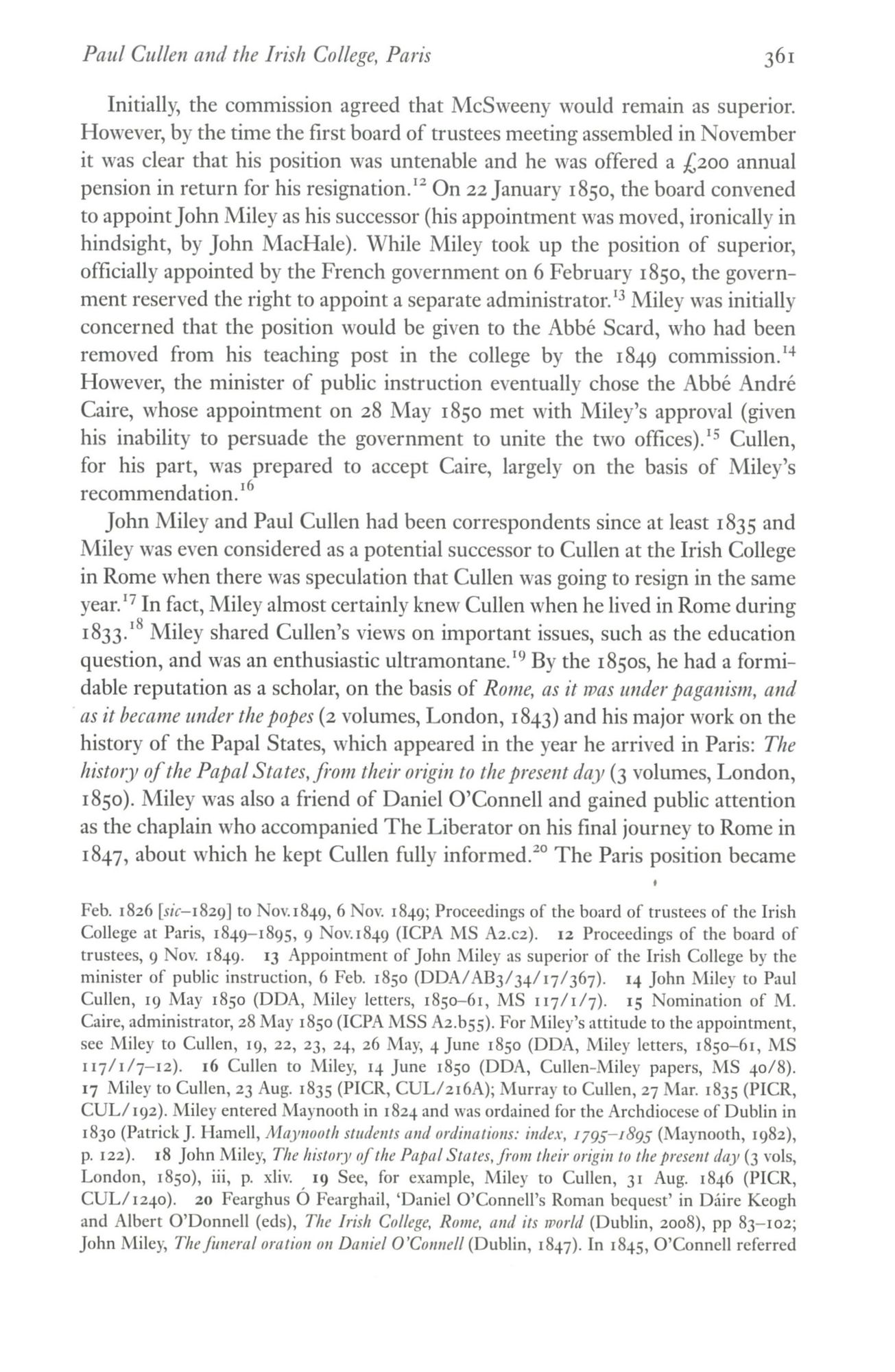 Paul Cullen and the Irish College, Paris