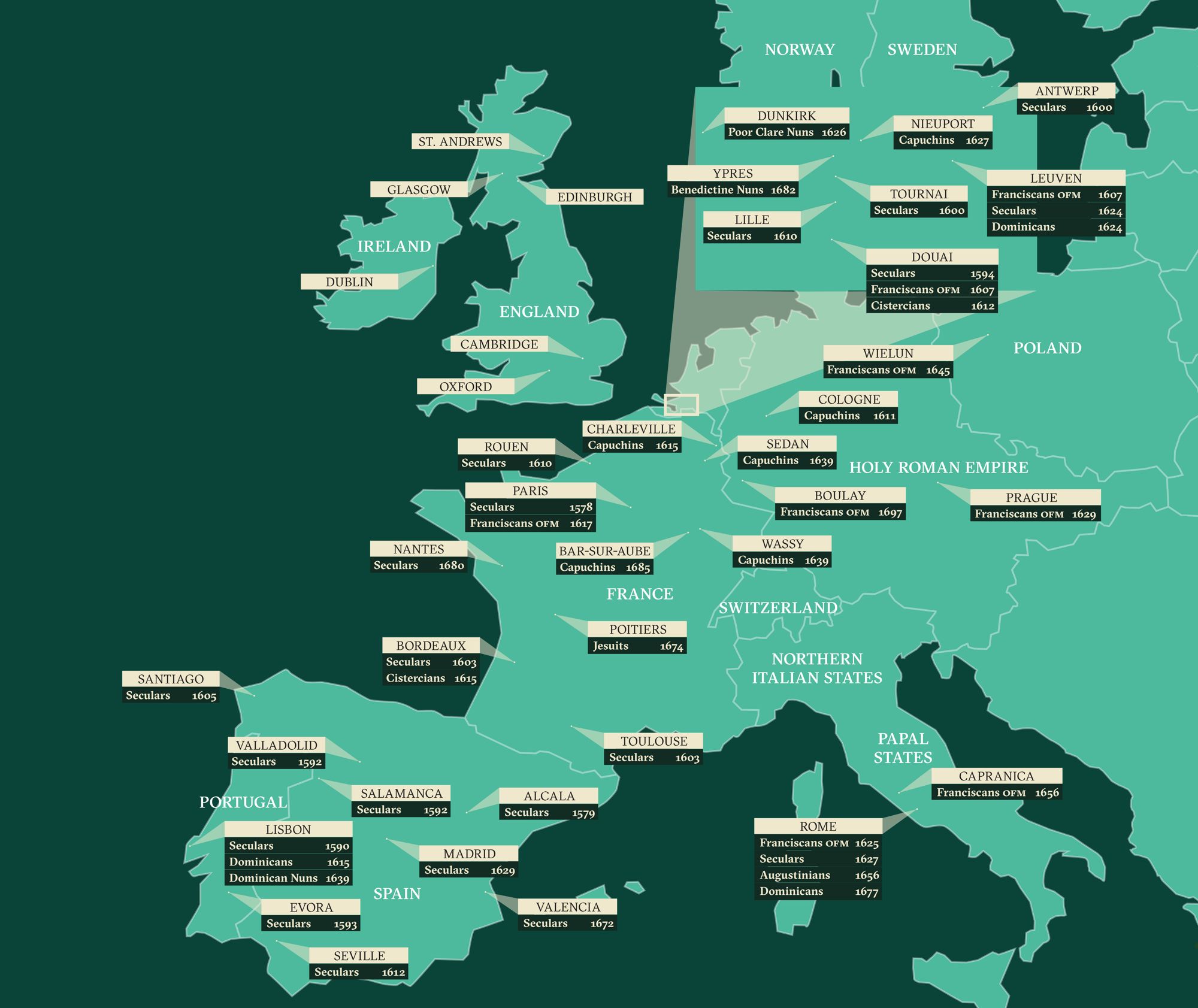 Map of the Irish Colleges