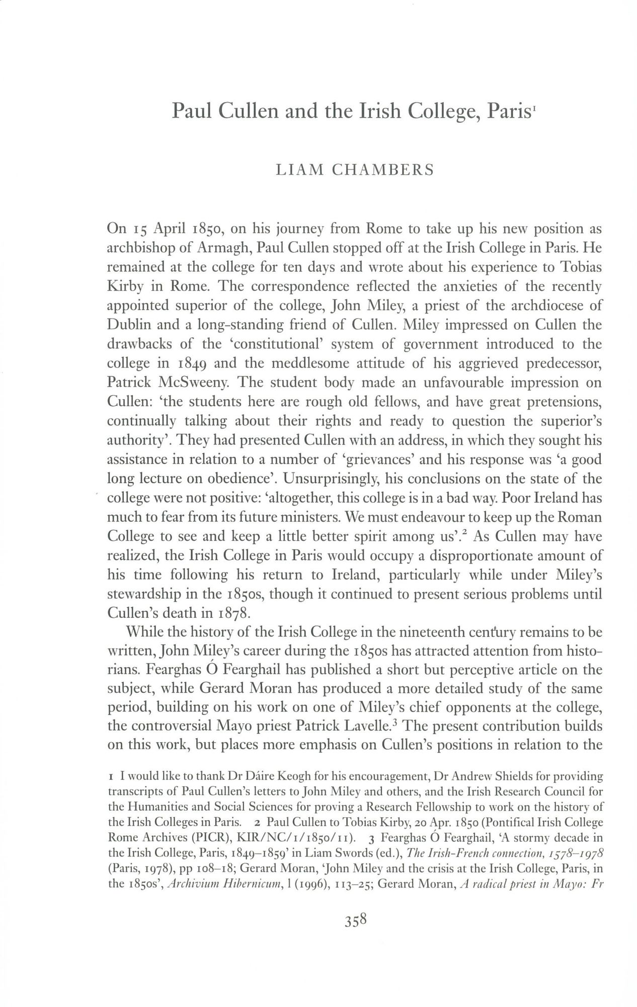 Paul Cullen and the Irish College, Paris