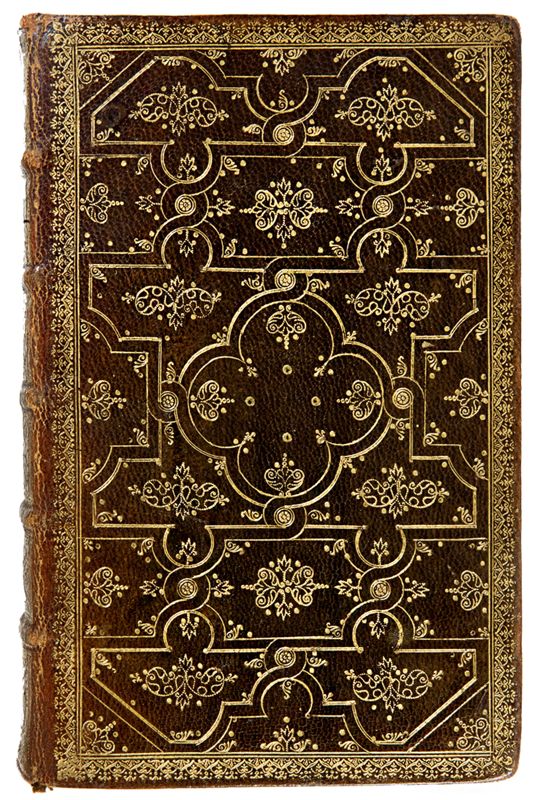 Brown morocco (goatskin) bookbinding in fanfare style. 17th century