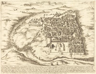 Map of the city of Jerusalem engraved by Jacques Callot around 1620