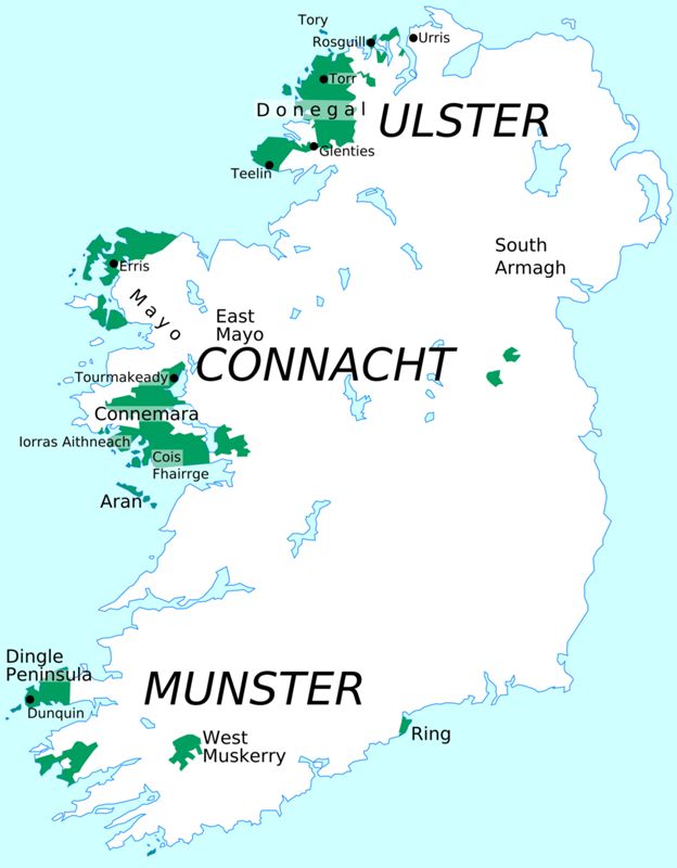 Map of official Gaeltachtaí