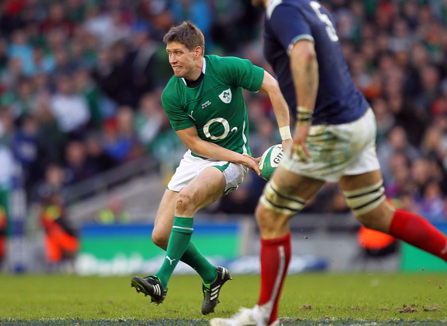 Ronan O’Gara playing for Ireland against France in the 2011 RBS Six Nations Championship